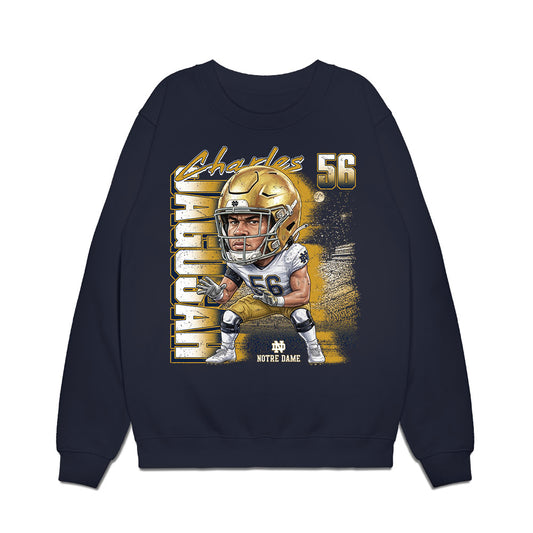Notre Dame - NCAA Football : Charles Jagusah - Caricature Premium Crewneck Sweatshirt-0