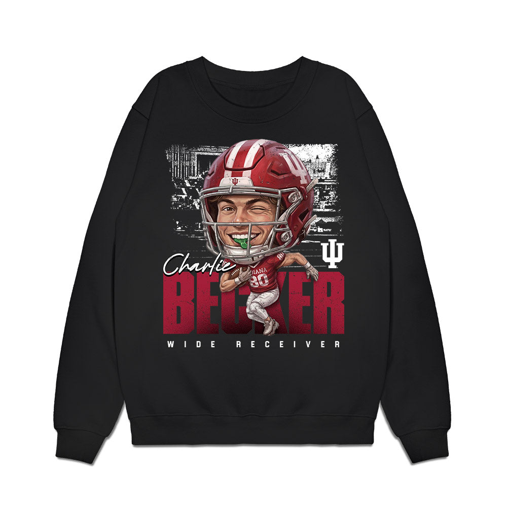 Indiana - NCAA Football : Charlie Becker - Caricature Premium Crewneck Sweatshirt-0
