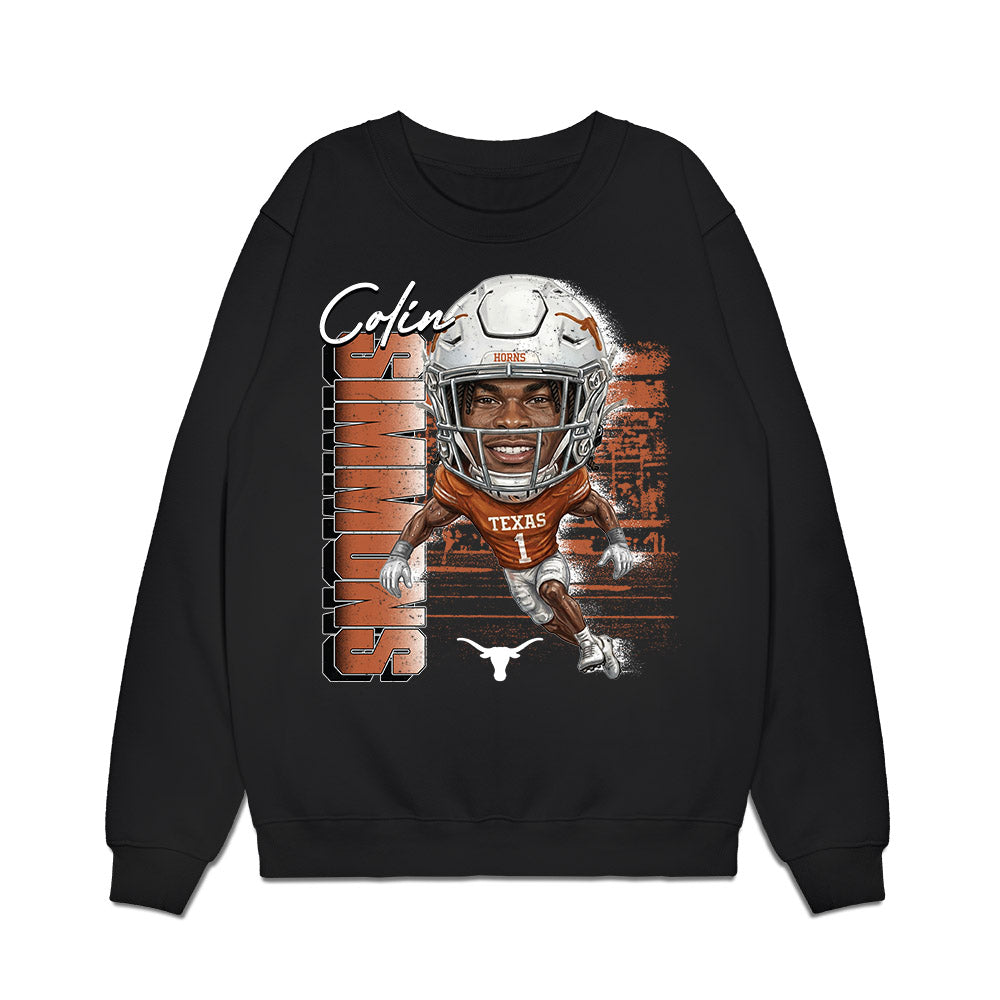 Texas - NCAA Football : Colin Simmons - Caricature Premium Crewneck Sweatshirt-0