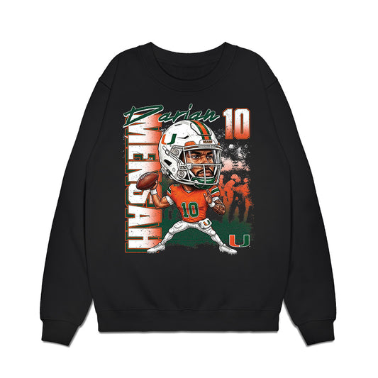 Miami - NCAA Football : Darian Mensah - Caricature Premium Crewneck Sweatshirt-0