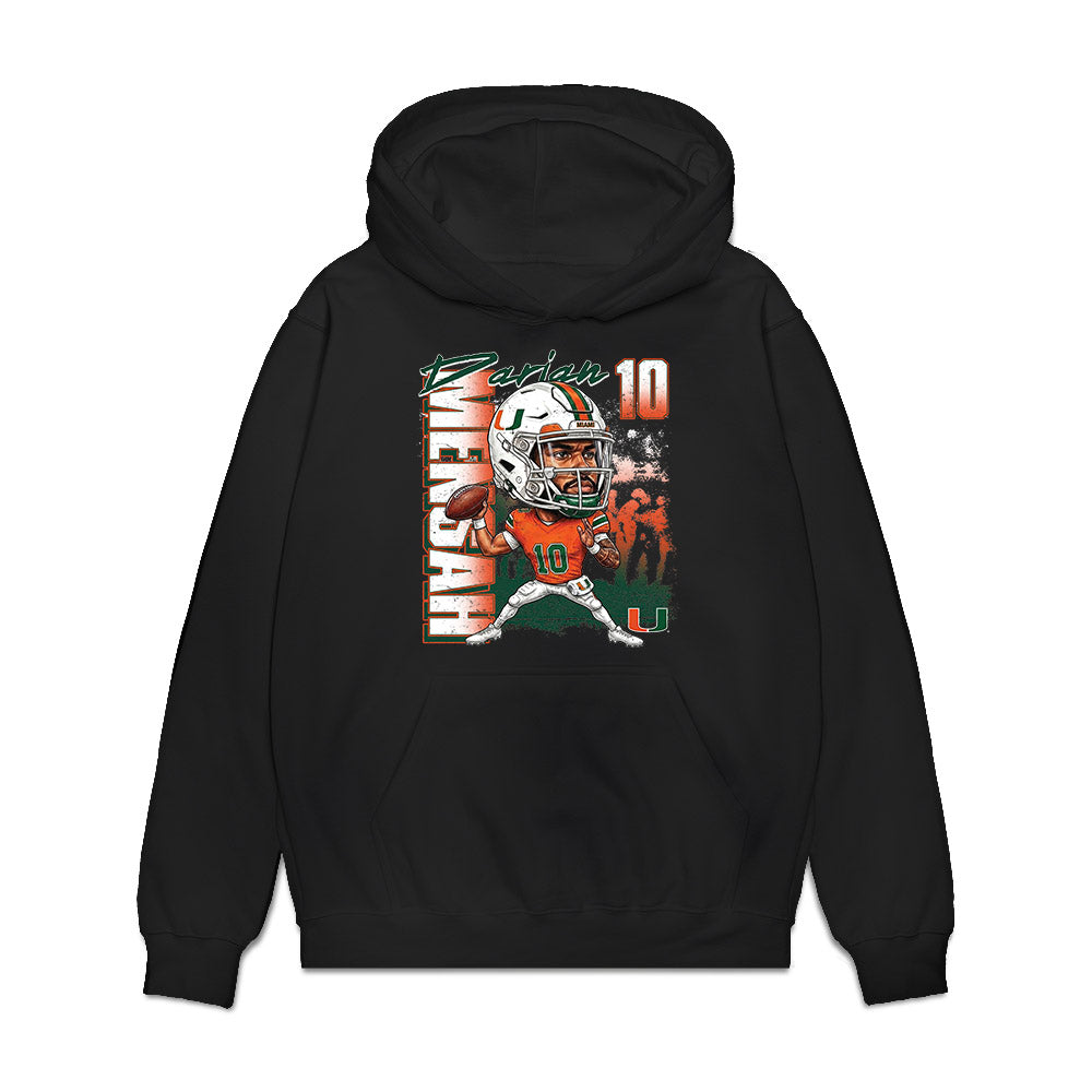 Miami - NCAA Football : Darian Mensah - Game Face Premium Hooded Sweatshirt-0