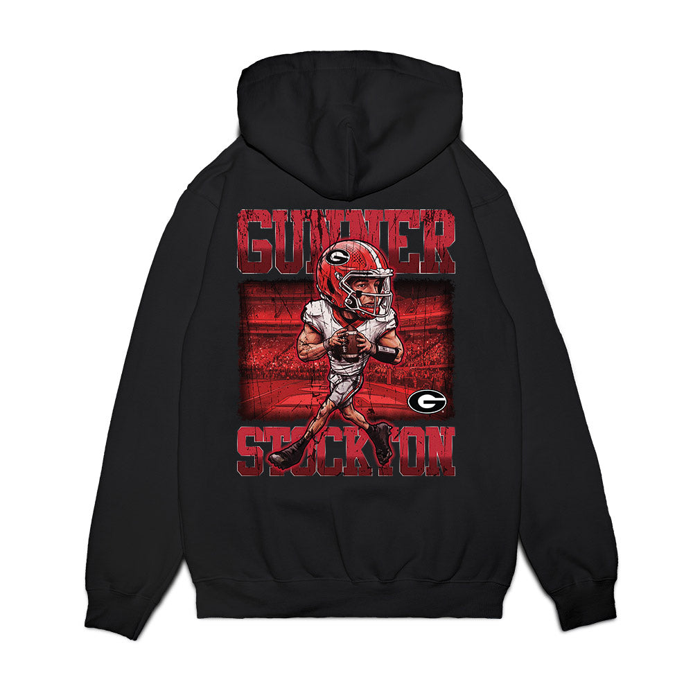 Georgia - NCAA Football : Gunner Stockton - Caricature Premium Hooded Sweatshirt-1