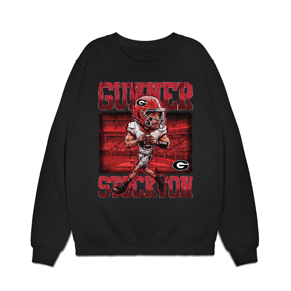 Georgia - NCAA Football : Gunner Stockton - Caricature Premium Crewneck Sweatshirt-0