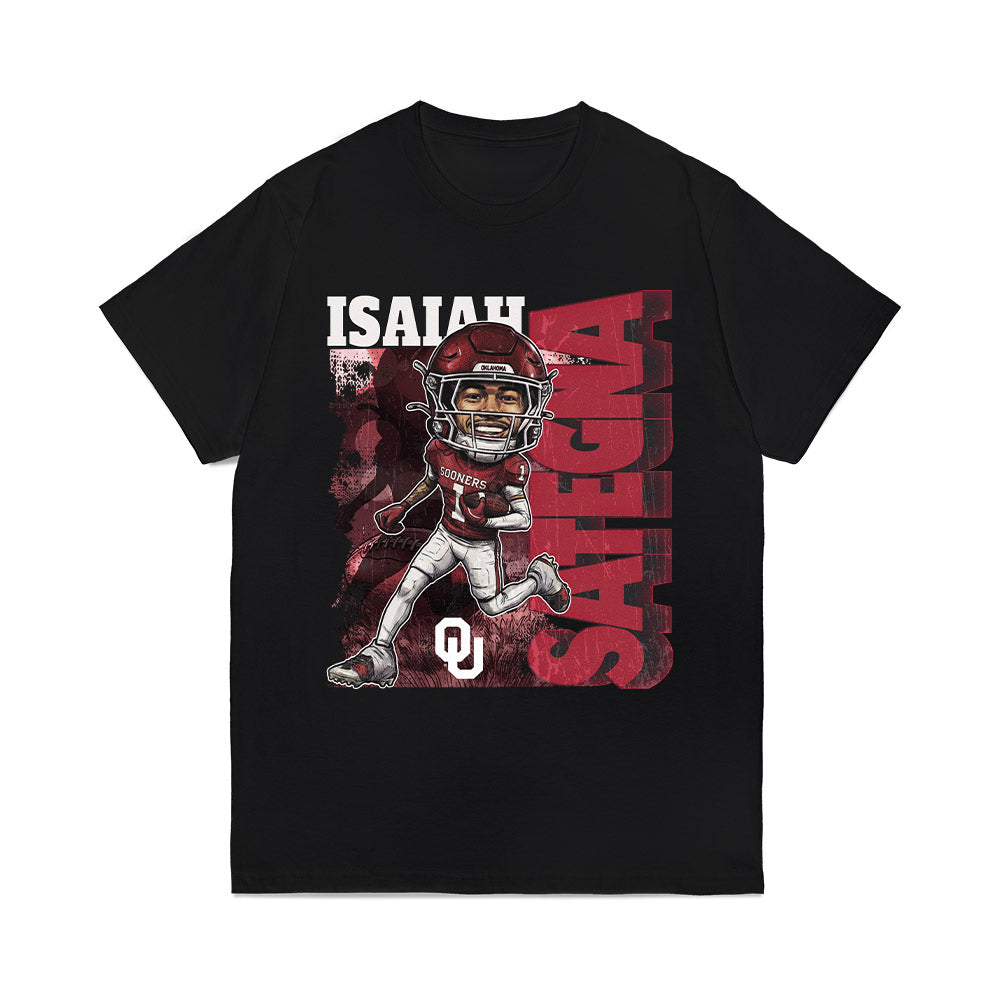 Oklahoma - NCAA Football : Isaiah Sategna - Bobble Head Comfort Colors T-Shirt-0