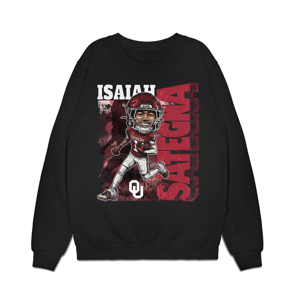 Oklahoma - NCAA Football : Isaiah Sategna - Bobble Head Premium Crewneck Sweatshirt-0