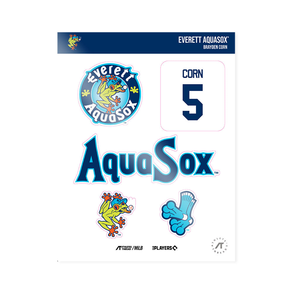 Everett Aquasox - MILB Baseball : Brayden Corn - Sticker Sheet-0
