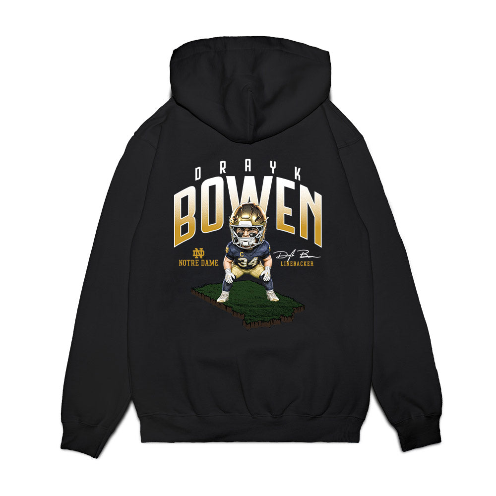 Notre Dame - NCAA Football : Drayk Bowen - Caricature Premium Hooded Sweatshirt-1