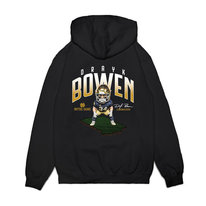 Notre Dame - NCAA Football : Drayk Bowen - Caricature Premium Hooded Sweatshirt-1