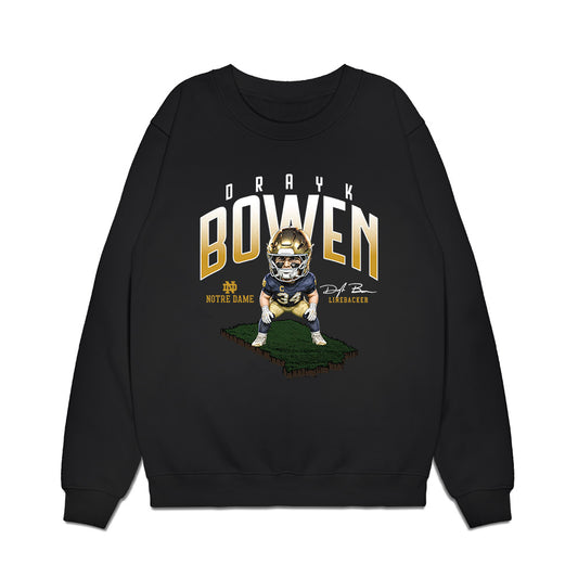 Notre Dame - NCAA Football : Drayk Bowen - Caricature Premium Crewneck Sweatshirt-0