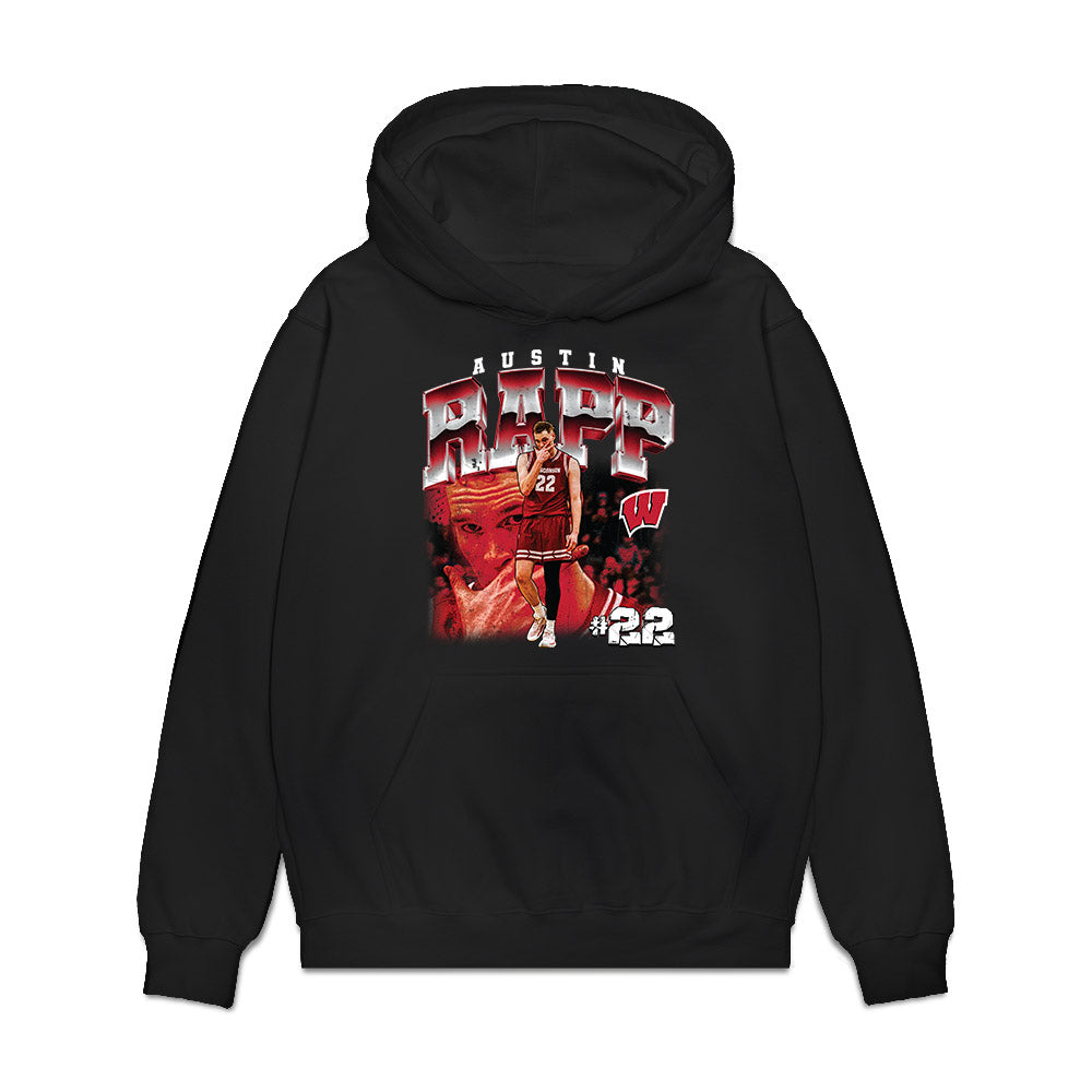 Wisconsin - NCAA Mens Basketball : Austin Rapp - Collage Premium Hooded Sweatshirt-0