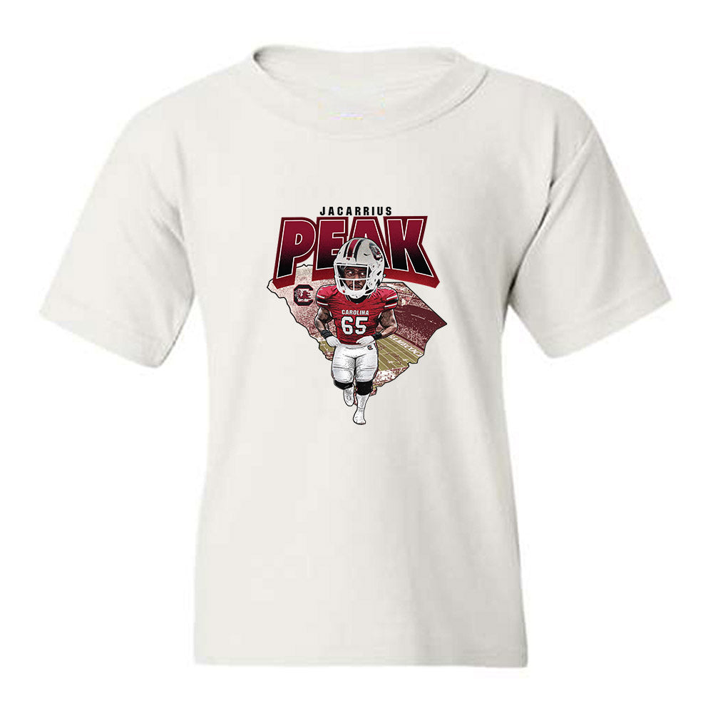 South Carolina - NCAA Football : Jacarrius Peak - Caricature Youth T-Shirt-0