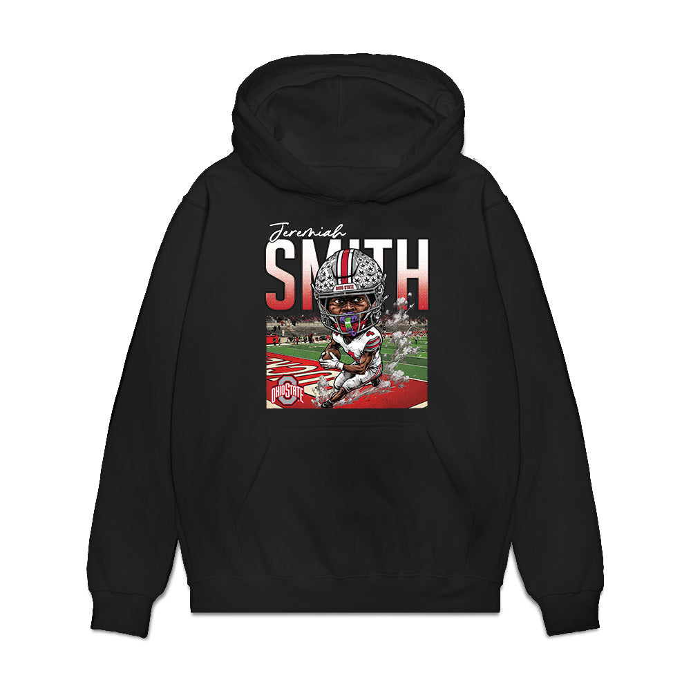 Ohio State - NCAA Football : Jeremiah Smith - Caricature Premium Hooded Sweatshirt-0