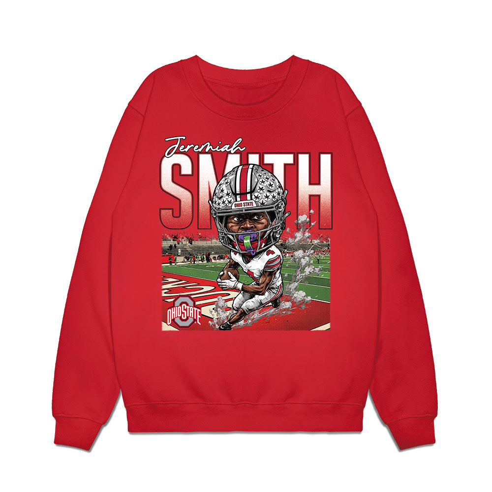 Ohio State - NCAA Football : Jeremiah Smith - Caricature Premium Crewneck Sweatshirt-0