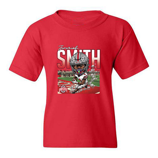 Ohio State - NCAA Football : Jeremiah Smith - Caricature Youth T-Shirt-0