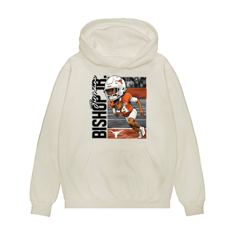 Texas - NCAA Football : Jermaine Bishop Jr - Caricature Premium Hooded Sweatshirt-0