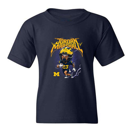 Michigan - NCAA Football : Jordan Marshall - Caricature Youth T-Shirt-0