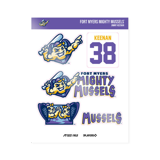 Fort Myers Mighty Mussels - MILB Baseball : Jimmy Keenan - Sticker Sheet-0