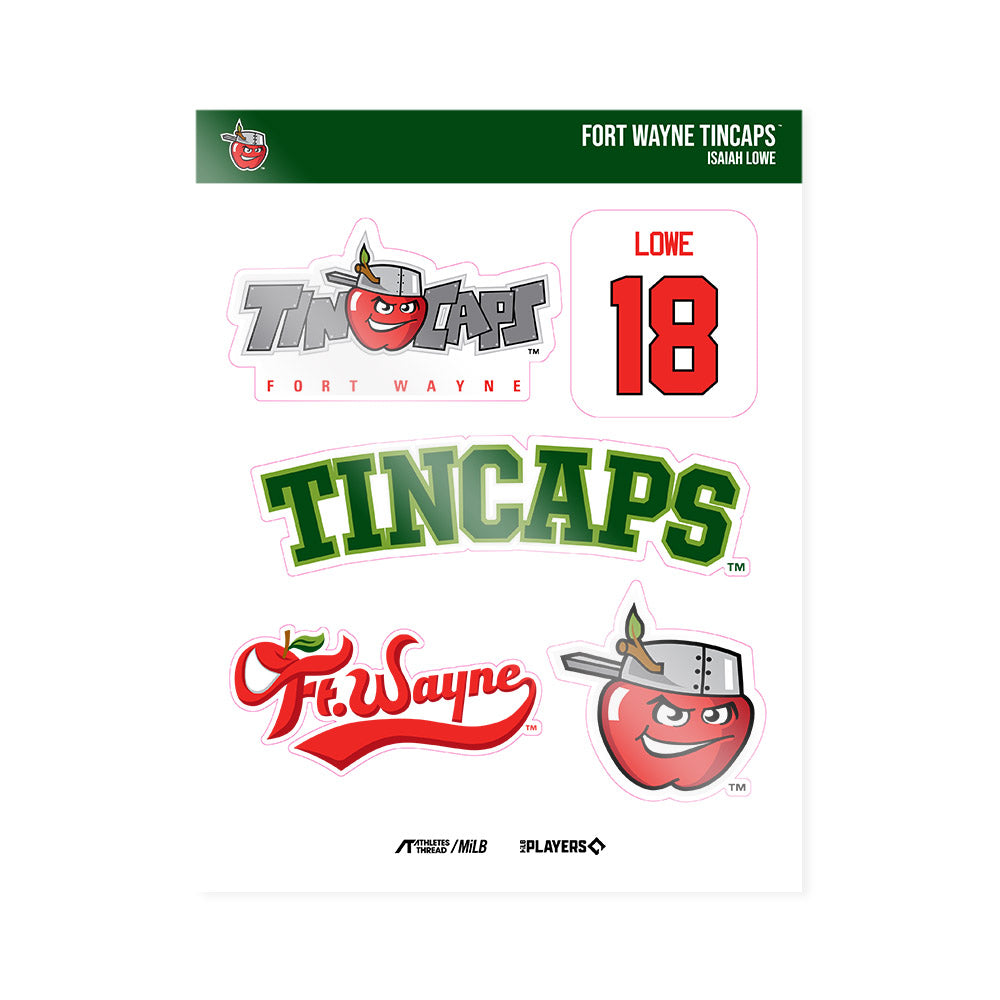 Fort Wayne TinCaps - MILB Baseball : Isaiah Lowe - Sticker Sheet-0