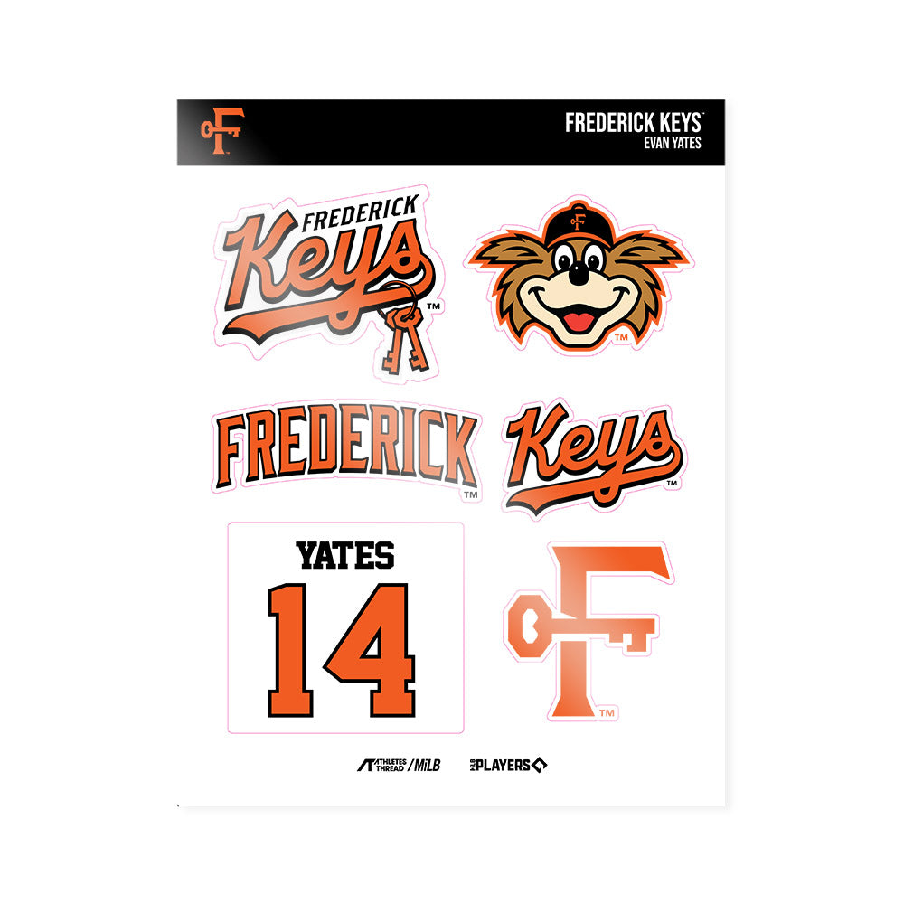 Frederick Keys - MILB Baseball : Evan Yates - Sticker Sheet-0