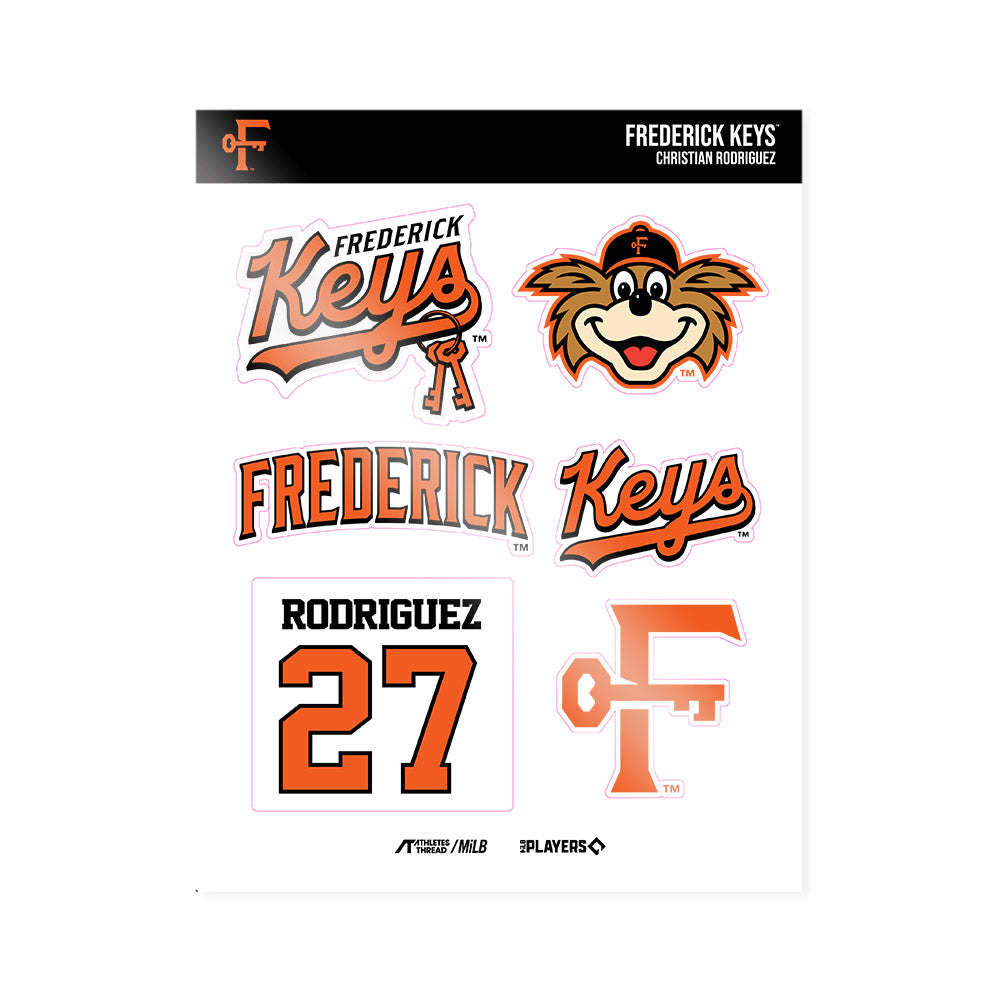 Frederick Keys - MILB Baseball : Christian Rodriguez - Sticker Sheet-0