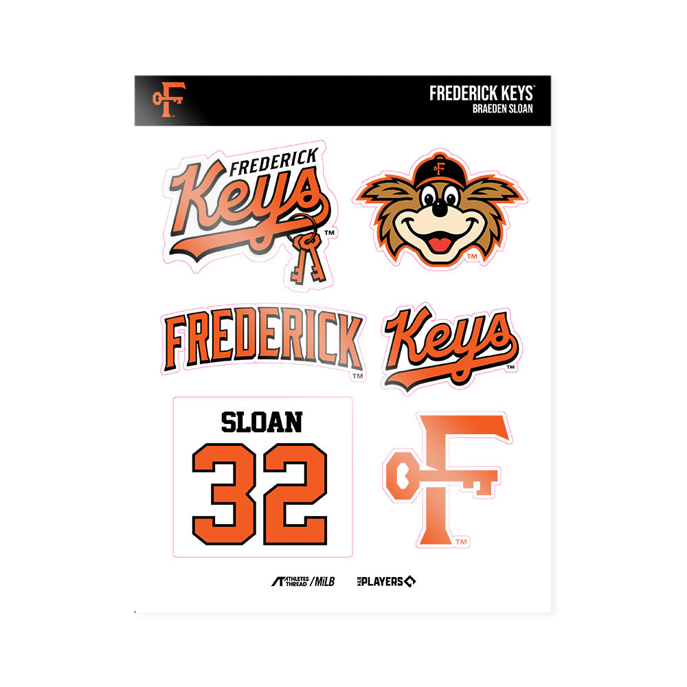 Frederick Keys - MILB Baseball : Braeden Sloan - Sticker Sheet-0