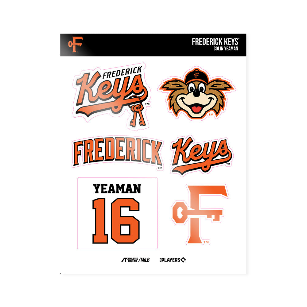 Frederick Keys - MILB Baseball : Colin Yeaman - Sticker Sheet-0