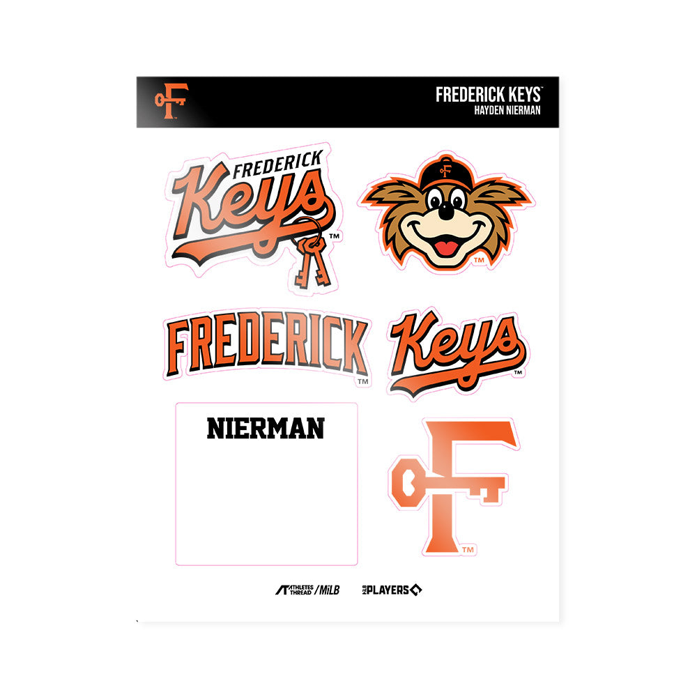 Frederick Keys - MILB Baseball : Hayden Nierman - Sticker Sheet-0