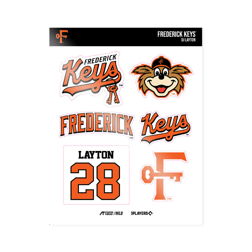 Frederick Keys - MILB Baseball : DJ Layton - Sticker Sheet-0
