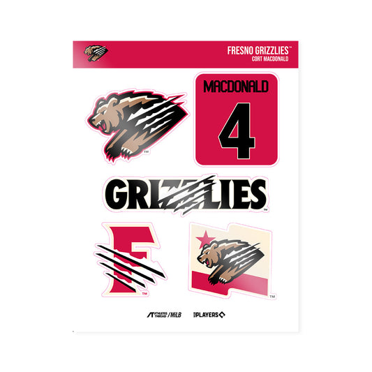 Fresno Grizzlies - MILB Baseball : Cort MacDonald - Sticker Sheet-0