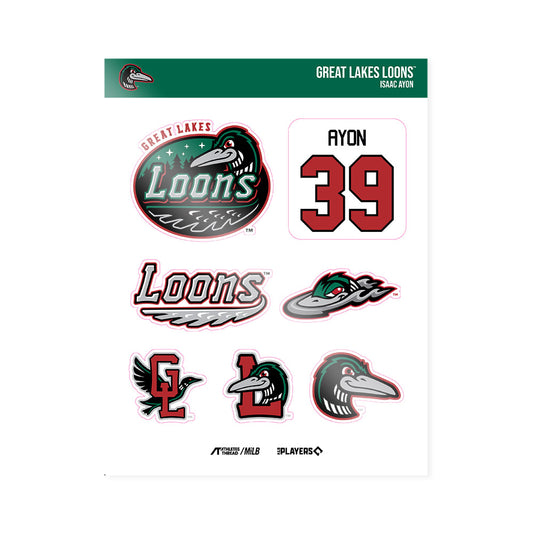 Great Lakes Loons - MILB Baseball : Isaac Ayon - Sticker Sheet-0