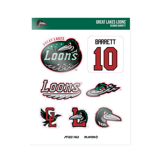 Great Lakes Loons - MILB Baseball : Seamus Barrett - Sticker Sheet-0