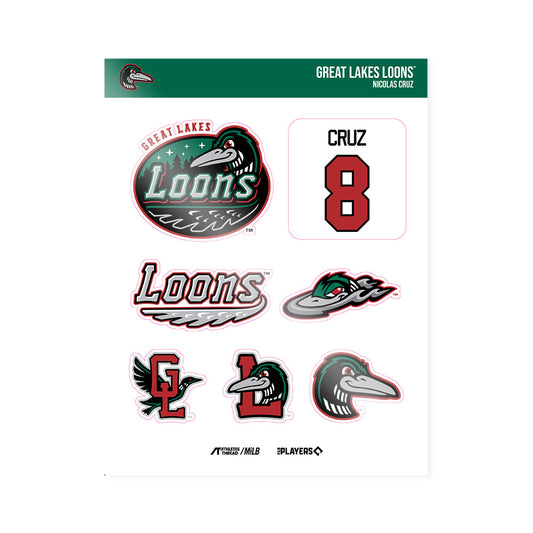 Great Lakes Loons - MILB Baseball : Nicolas Cruz - Sticker Sheet-0