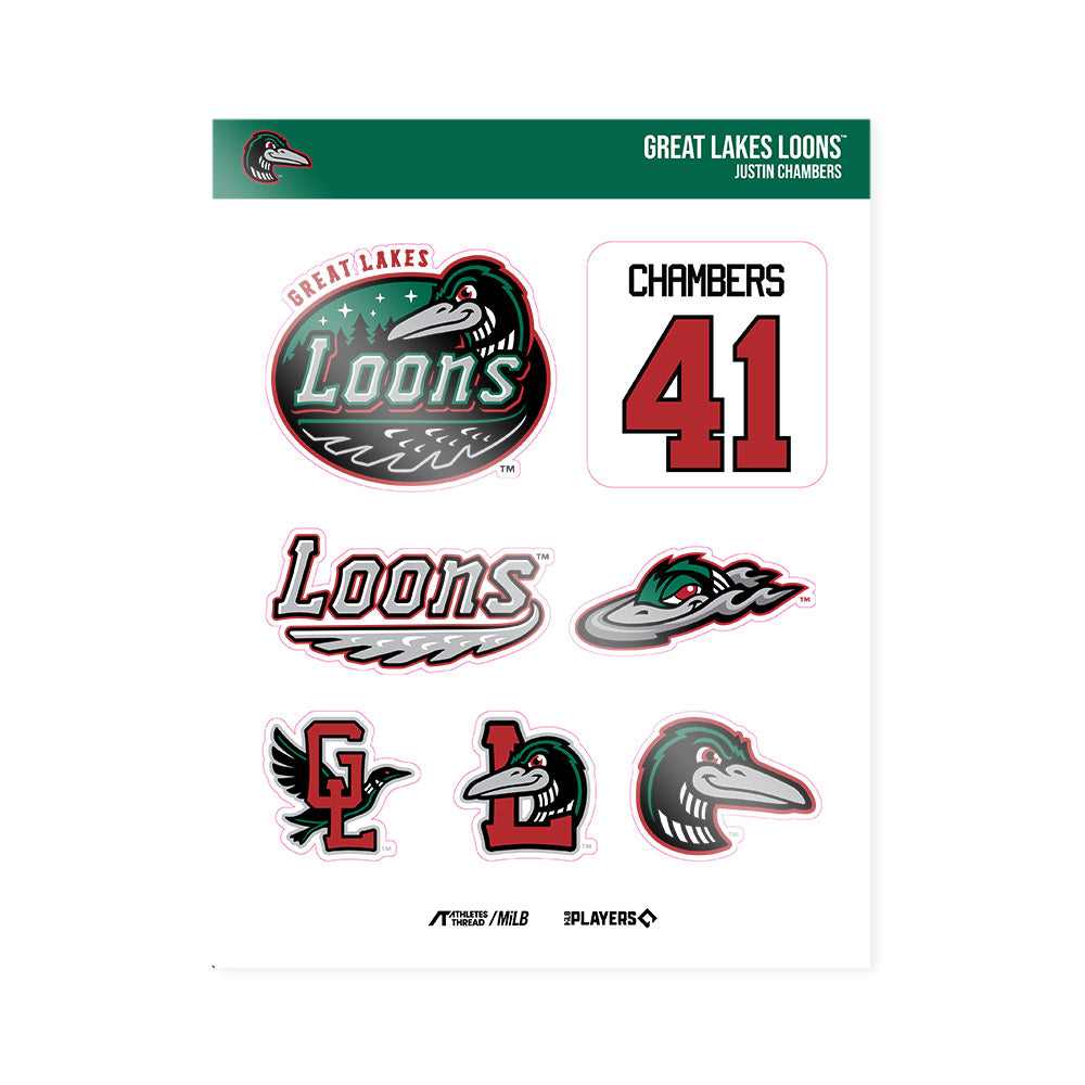 Great Lakes Loons - MILB Baseball : Justin Chambers - Sticker Sheet-0