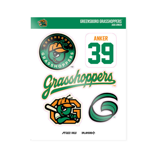 Greensboro Hoppers - MILB Baseball : Jack Anker - Sticker Sheet-0
