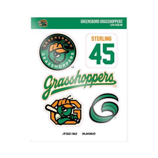 Greensboro Hoppers - MILB Baseball : Levi Sterling - Sticker Sheet-0