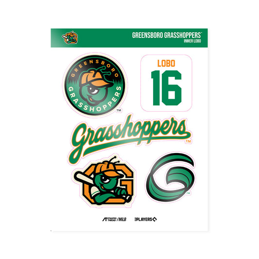 Greensboro Hoppers - MILB Baseball : Inmer Lobo - Sticker Sheet-0