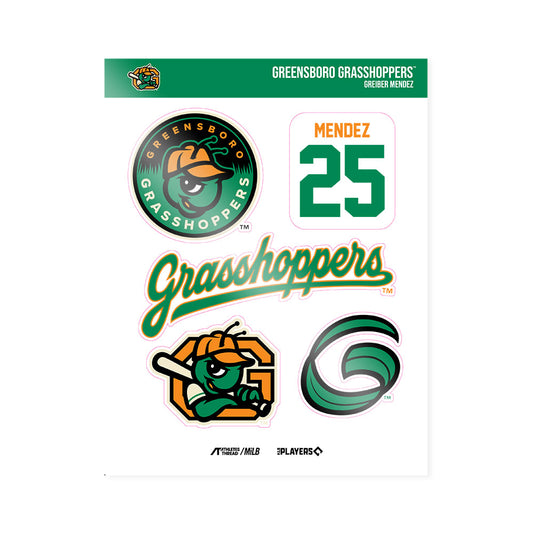 Greensboro Hoppers - MILB Baseball : Greiber Mendez - Sticker Sheet-0