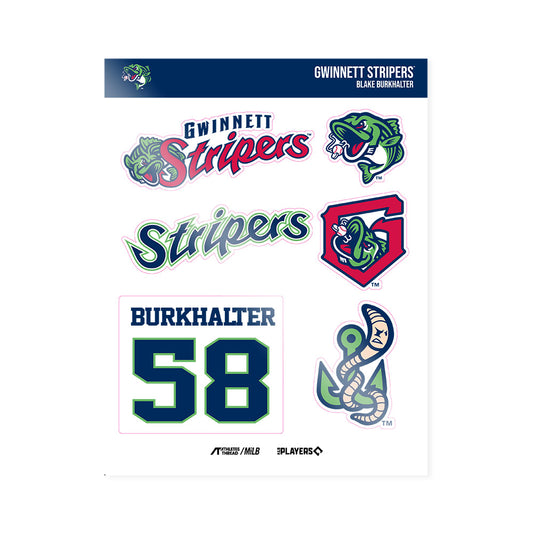 Gwinnett Stripers - MILB Baseball : Blake Burkhalter - Sticker Sheet-0