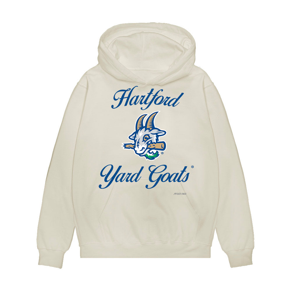 Hartford Yard Goats - MILB Baseball : Jared Thomas - Premium Hooded Sweatshirt-0