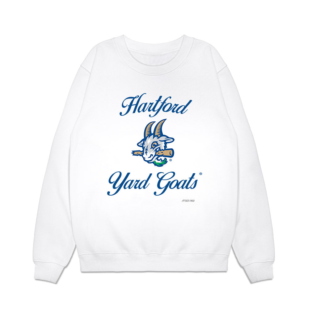 Hartford Yard Goats - MILB Baseball : Sam Weatherly - Premium Crewneck Sweatshirt-0