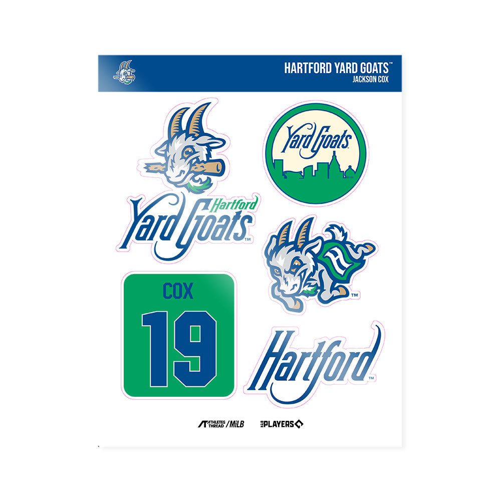 Hartford Yard Goats - MILB Baseball : Jackson Cox - Sticker Sheet-0