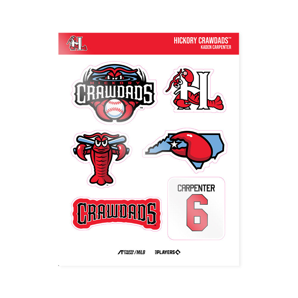 Hickory Crawdads - MILB Baseball : Kaden Carpenter - Sticker Sheet-0