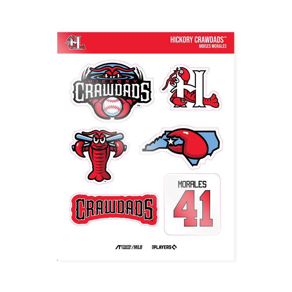 Hickory Crawdads - MILB Baseball : Moises Morales - Sticker Sheet-0