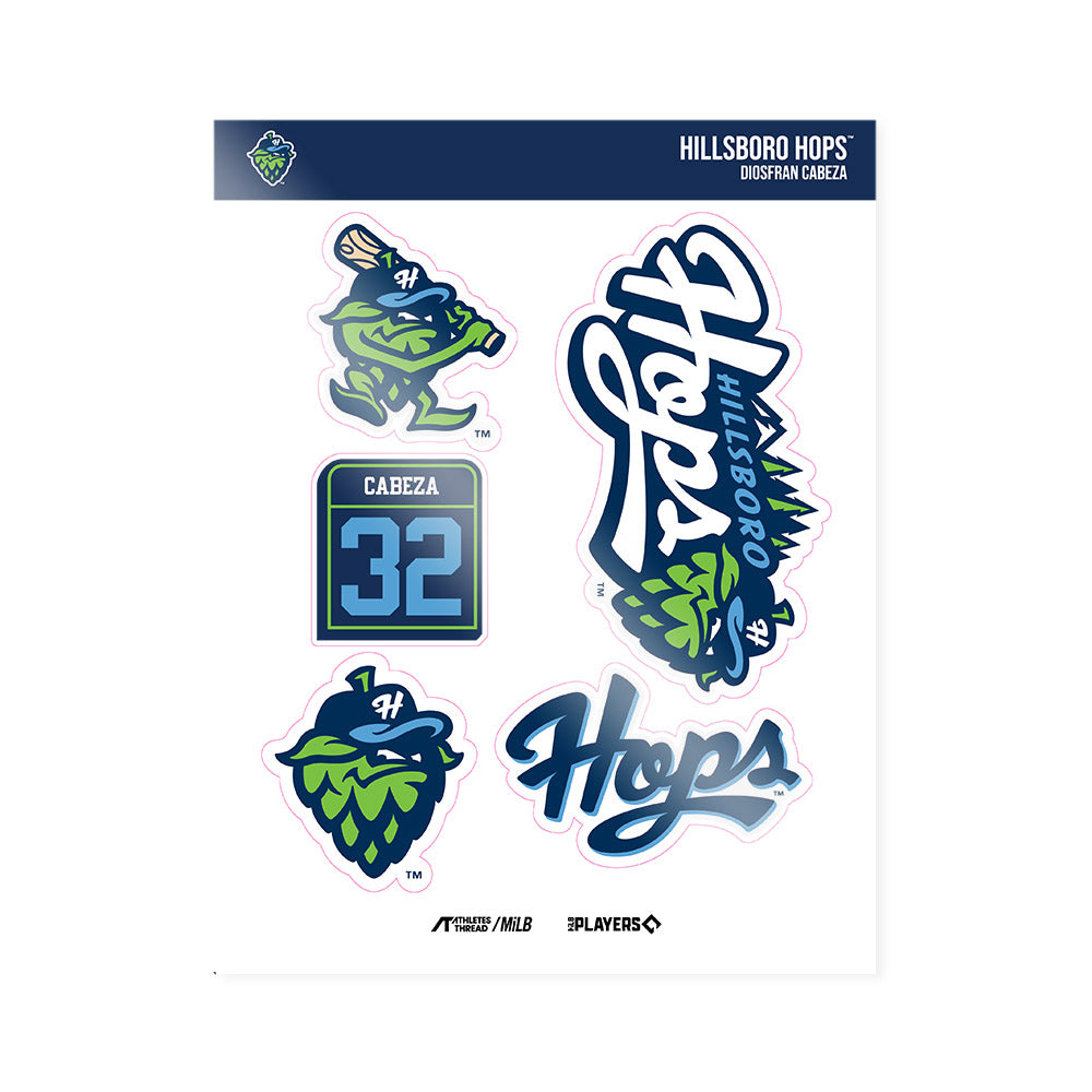 Hillsboro Hops - MILB Baseball : Diosfran Cabeza - Sticker Sheet-0
