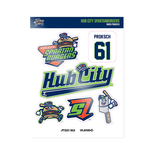 Hub City Spartanburgers - MILB Baseball : Owen Proksch - Sticker Sheet-0