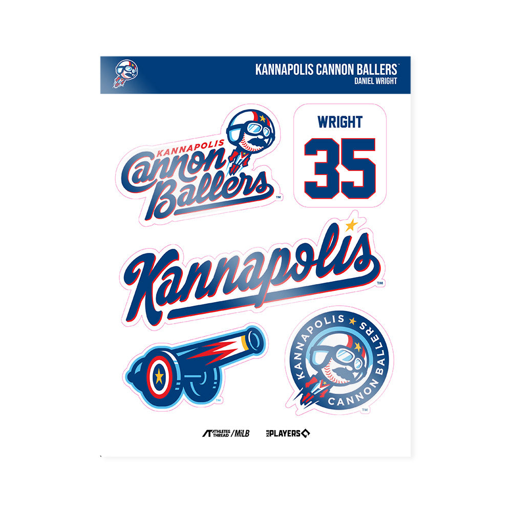 Kannapolis Cannon Ballers - MILB Baseball : Daniel Wright - Sticker Sheet-0