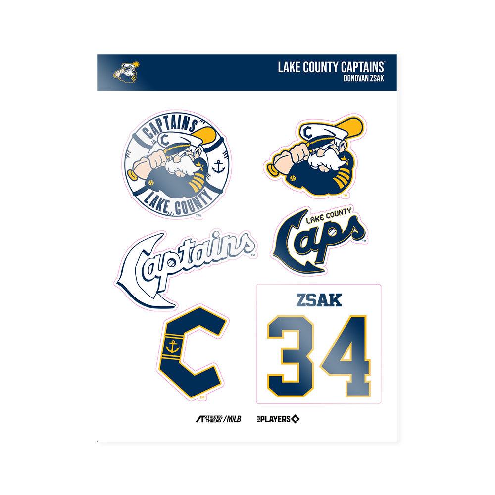 Lake County Captains - MILB Baseball : Donovan Zsak - Sticker Sheet-0