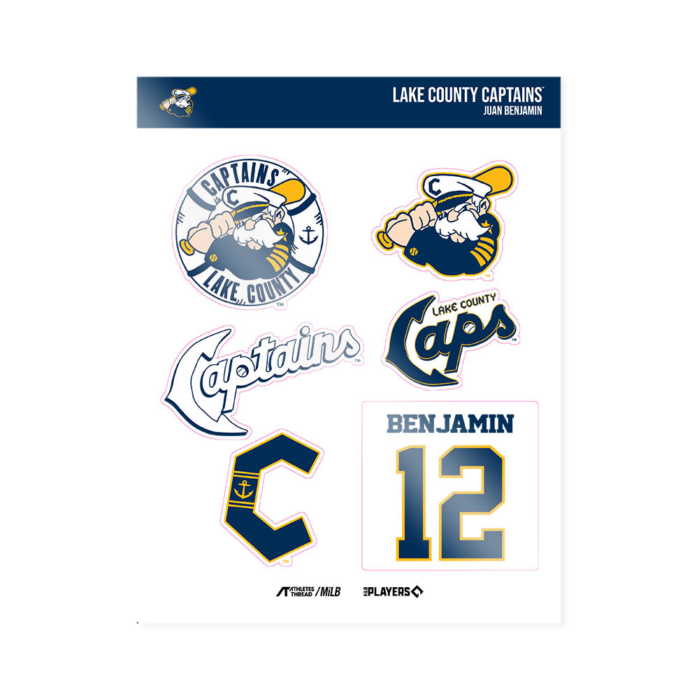 Lake County Captains - MILB Baseball : Juan Benjamin - Sticker Sheet-0
