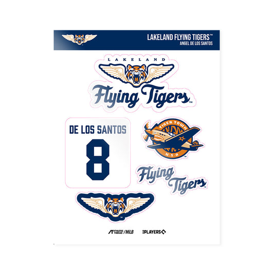 Lakeland Flying Tigers - MILB Baseball : Angel De Los Santos - Sticker Sheet-0