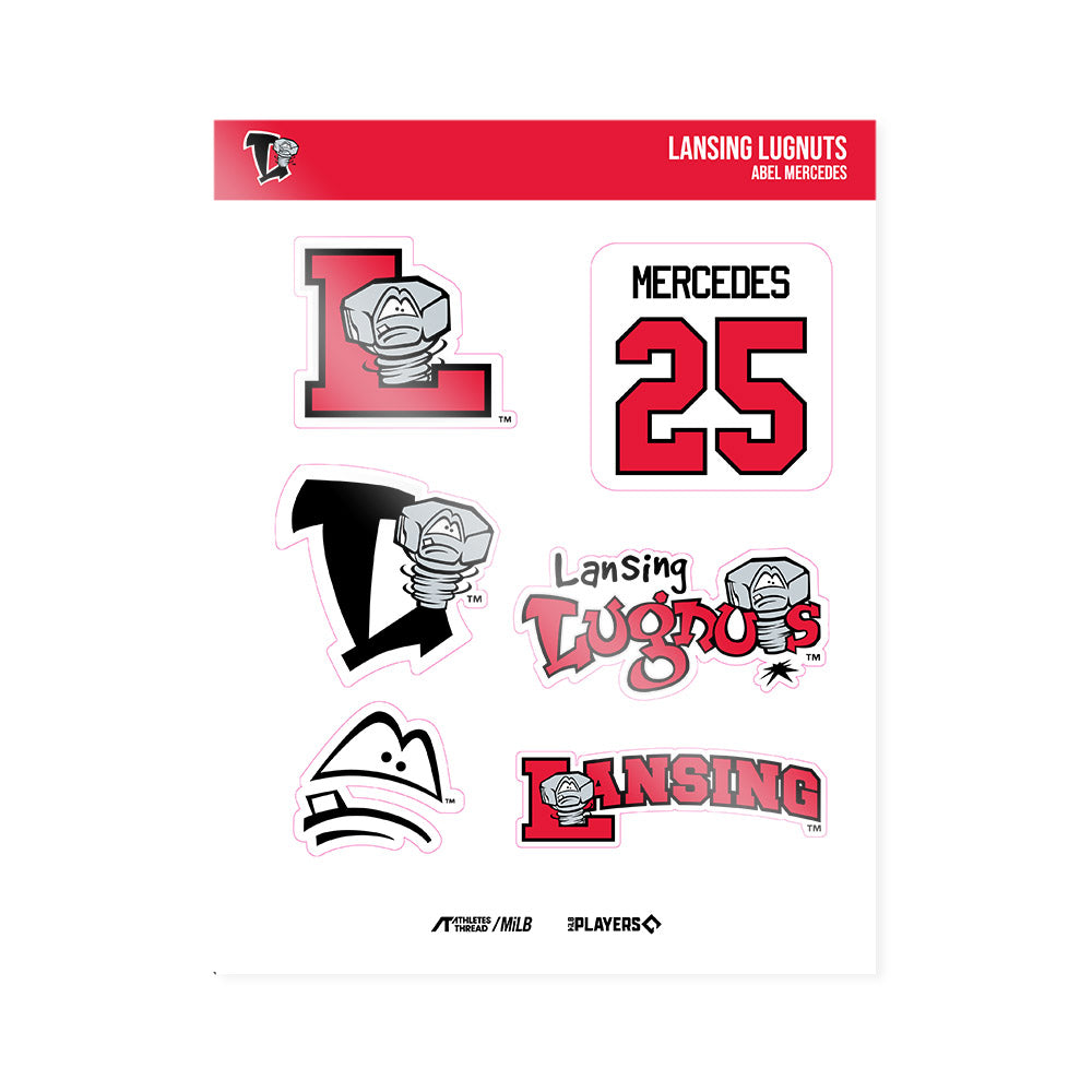 Lansing Lugnuts - MILB Baseball : Abel Mercedes - Sticker Sheet-0